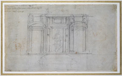 Estudo do Nível Superior do Túmulo de Medici, c.1520 (giz preto e vermelho sobre papel)